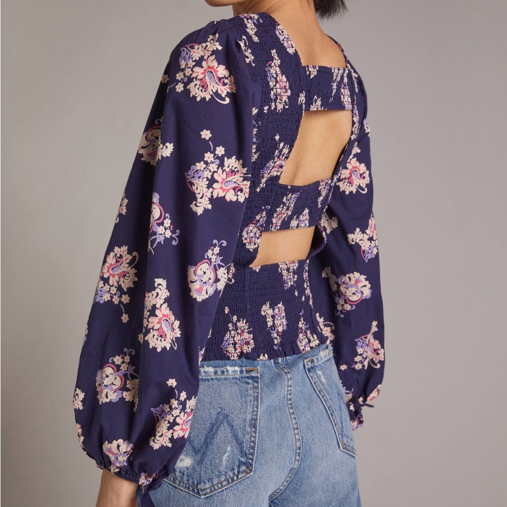 Anthropologie Smocked Peplum Tank